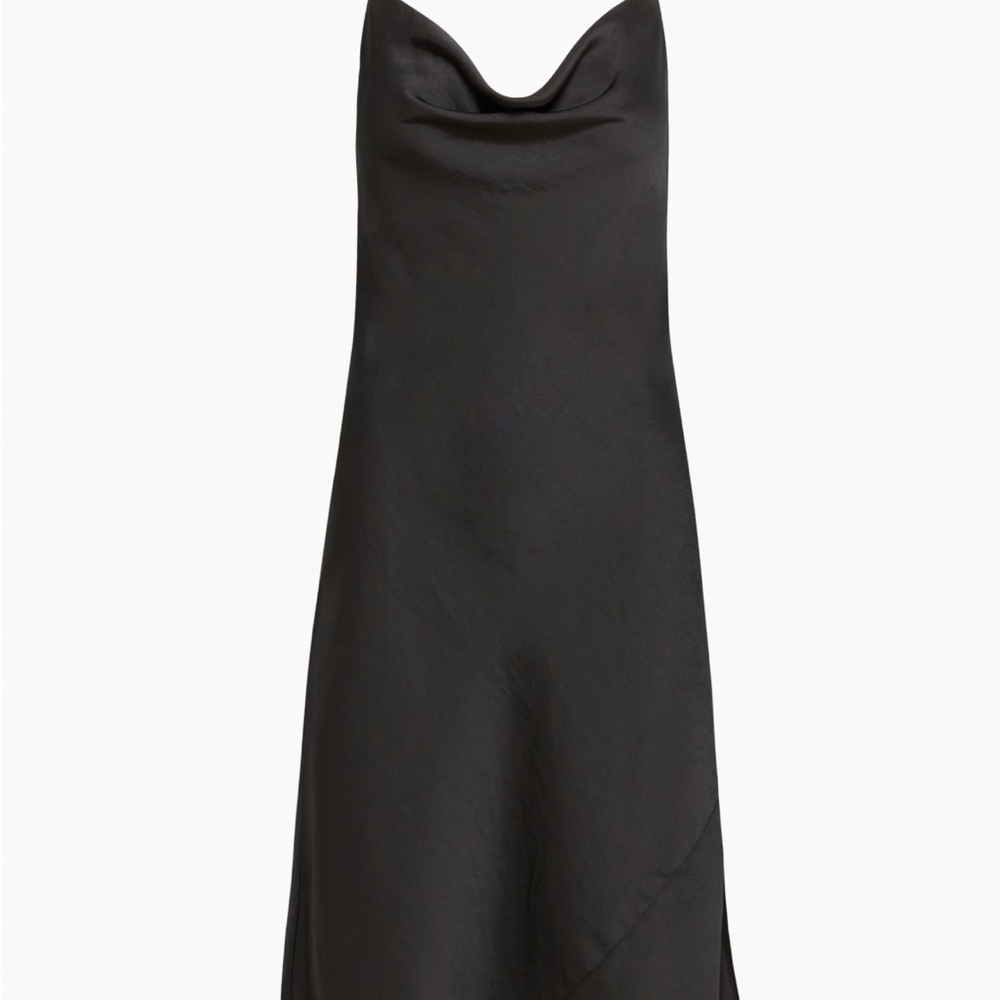 Aritzia Babaton Black Satin Cowl Neck Dress